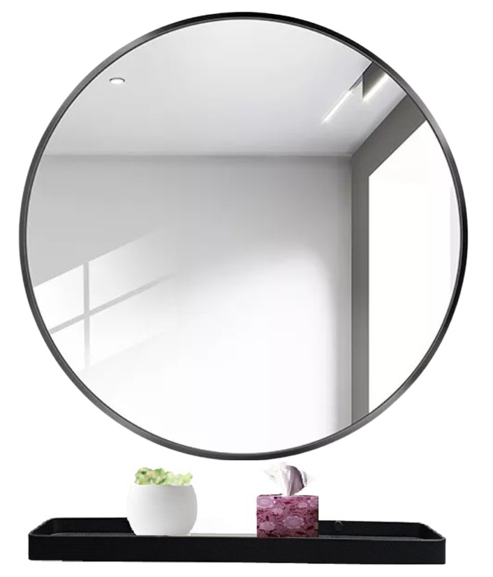 500MM Round Mirror With Glass Shelf Package Offer
